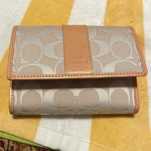 Nice Coach Signature cream fabric and Tan Wallet